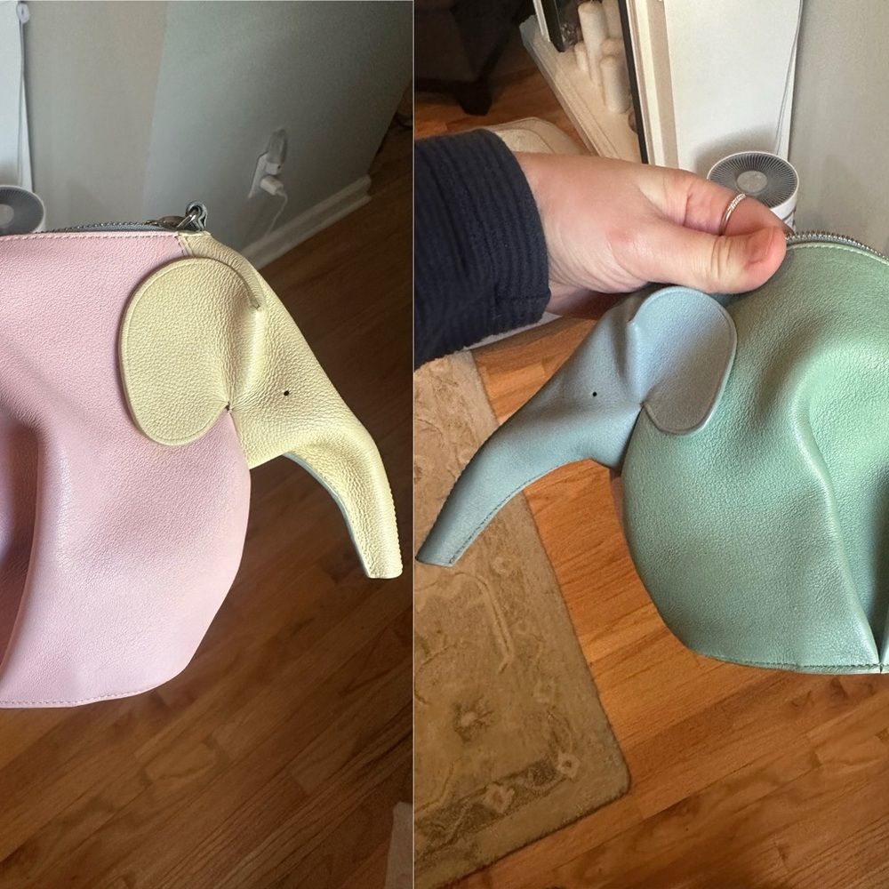 Loewe Elephant-Shaped Leather Crossbody Bag in Pastel Pink Yellow & Mint Blue